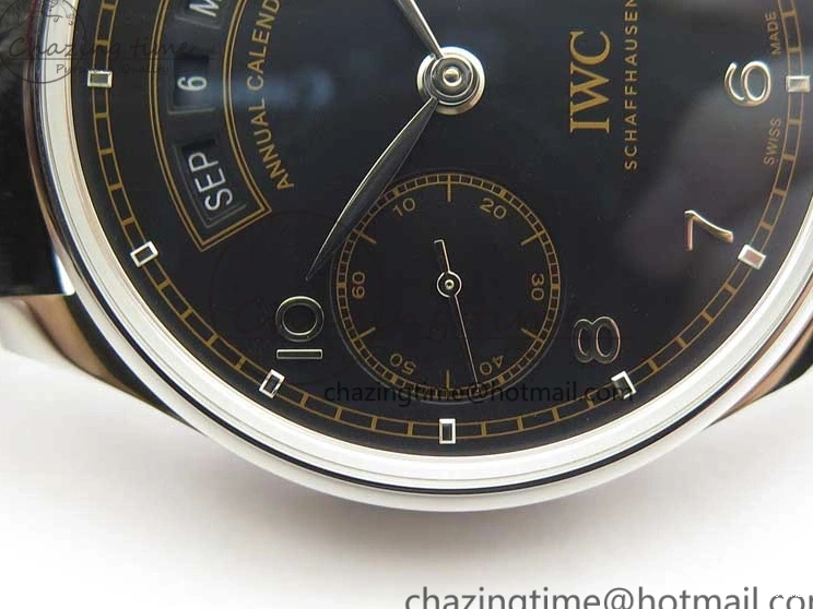 MIROTIME 0211 Portuguese Real PR Real Annual Calendar IW503502 ZF 1:1 Best Edition Black Dial Steel Markers on Black Leather Strap A StreetReady 7134